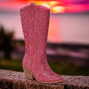 Corkys Pink Glitter Heeled Boots